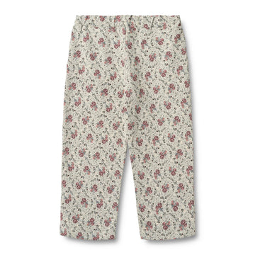 Sweatpants Eline slightly green flowers - Wheat